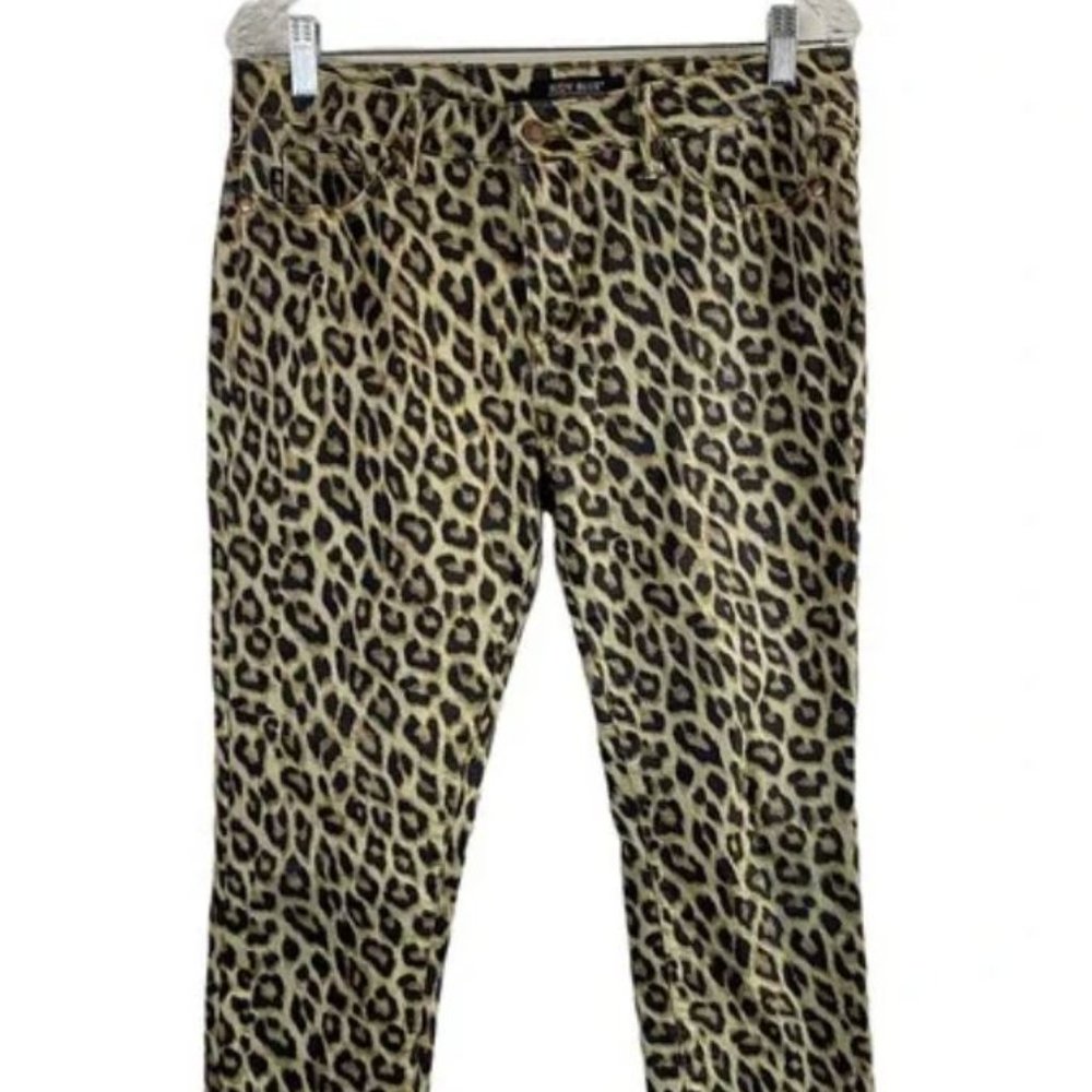 Judy Blue Skinny Leg Jeans High Rise Leopard Print Stretch Tan Black Size 11/30